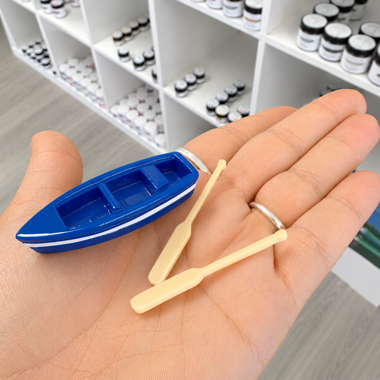 Mini boat in hand - perfect for resin crafting beach art - supplies for resin and dollhouse makes