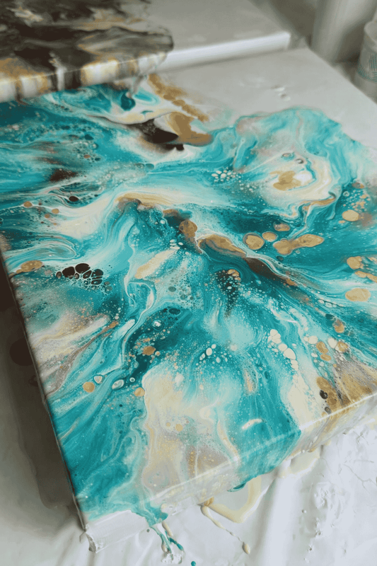 Acrylic pouring on a canvas