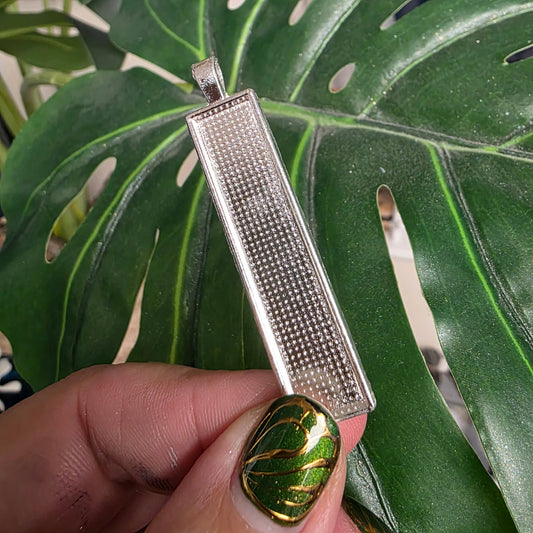 Silver Zinc Alloy Closed-Backed Rectangle Pendant Bezels - 10x50mm