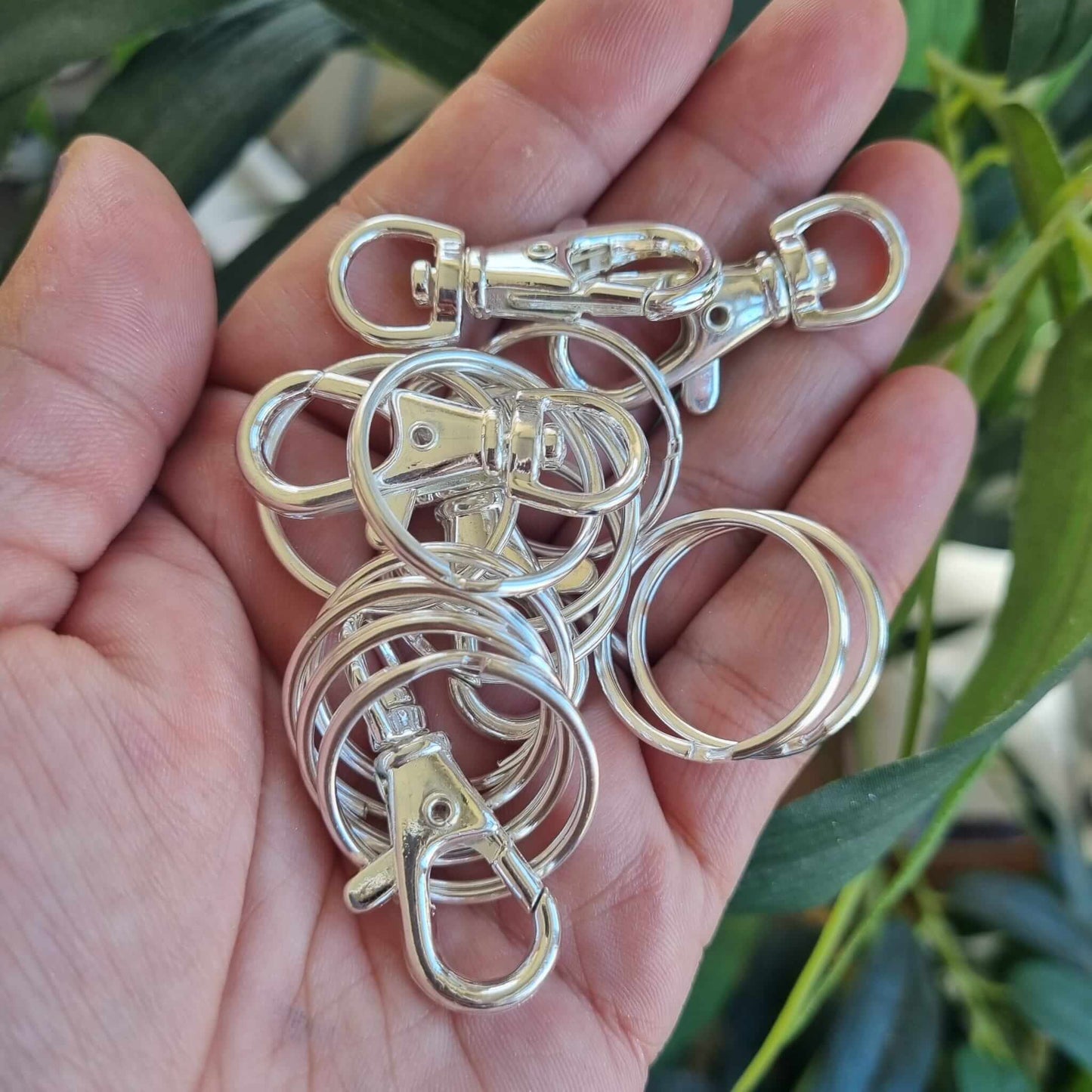 Set of 5 Bright Silver Plated Keyring Fittings