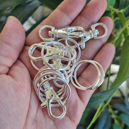 Set of 5 Bright Silver Plated Keyring Fittings
