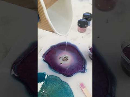 Supreme Chameleon pigment, Rich Purple, resin pouring coasters. 