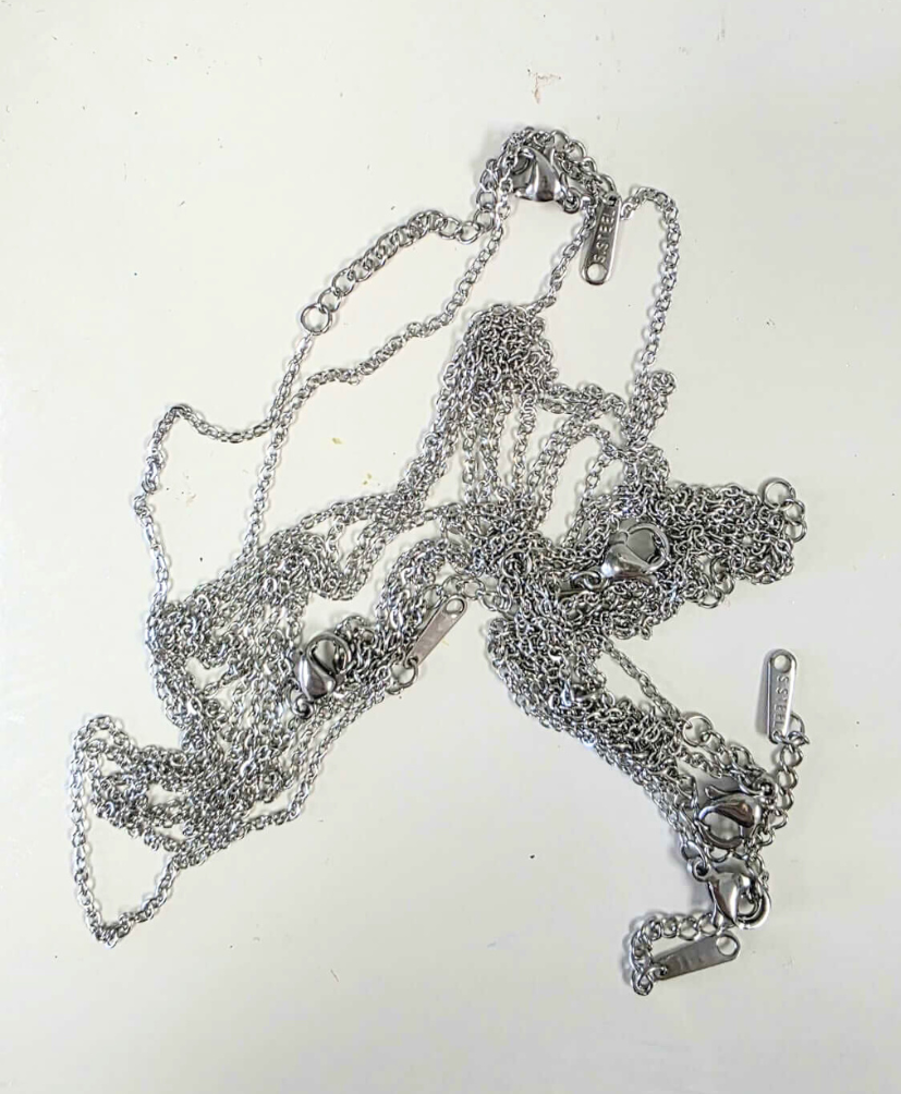Set of 5 Stainless Steel Silver Tone Fine Trace Chains - 50cm