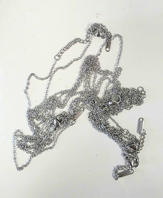 Set of 5 Stainless Steel Silver Tone Fine Trace Chains - 50cm