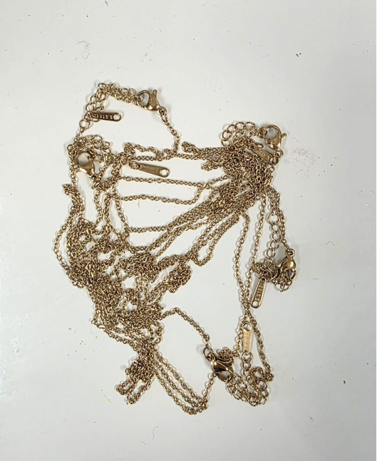 Set of 5 Stainless Steel Gold Tone Fine Trace Chains - 50cm